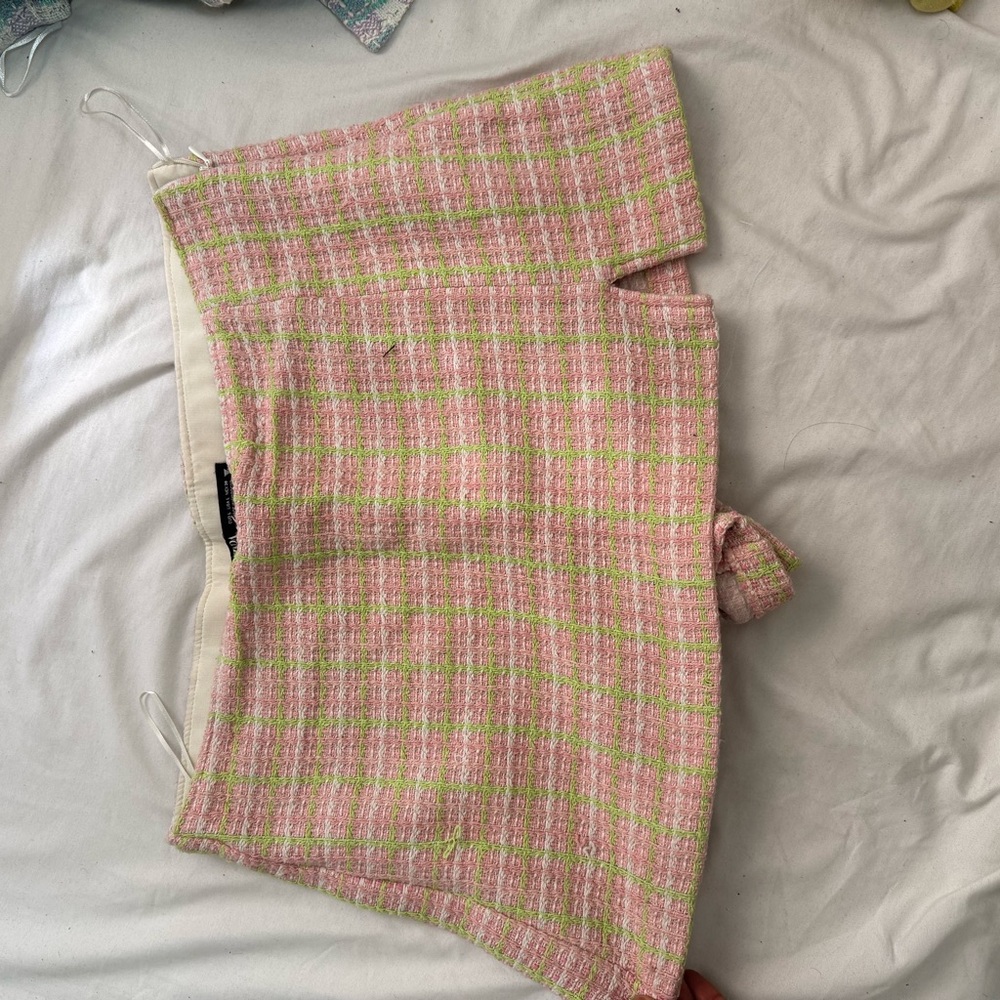 Zara Pink and Green Tweed Skort